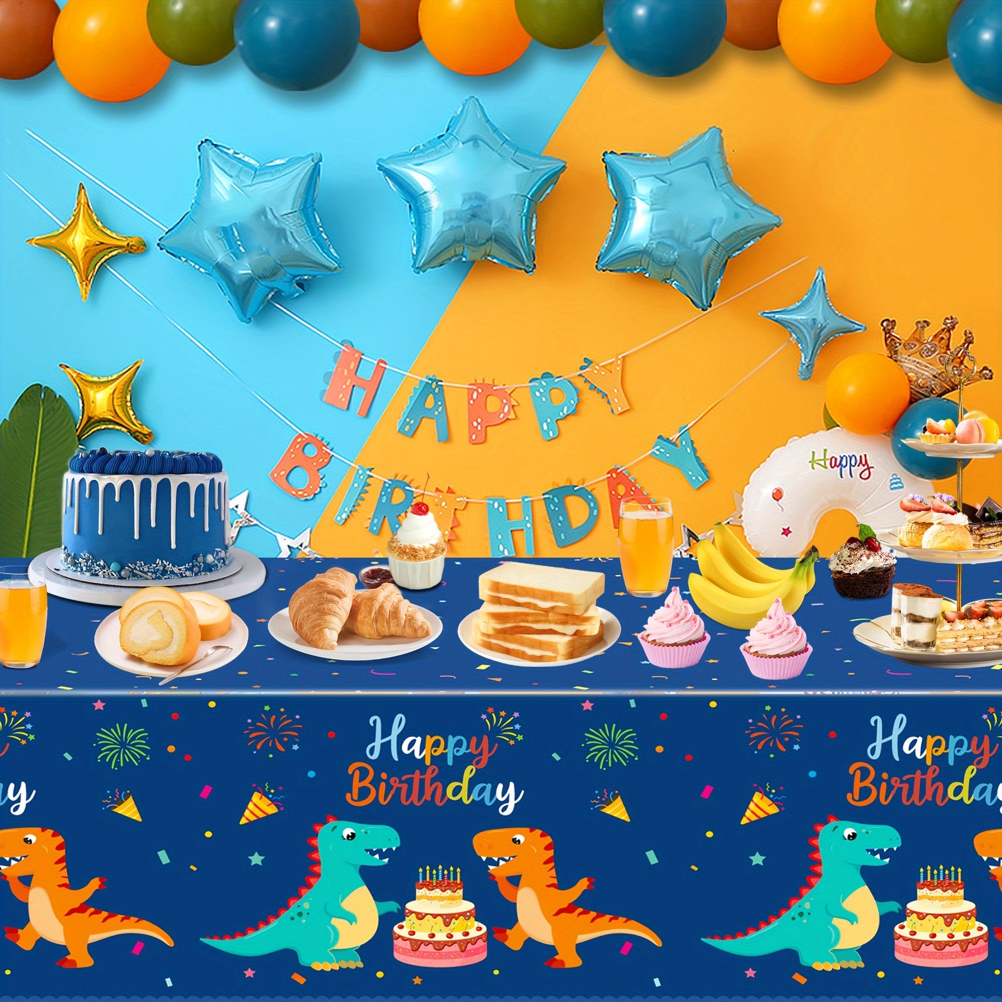 Waterproof Dino Tablecloth 137 X 274 Party Supplies