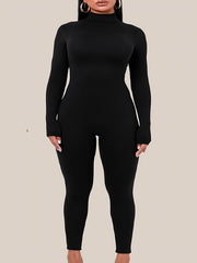 Skinny Turtle Neck Jumpsuit Long Sleeve Stretchy Jumpsuit for Women