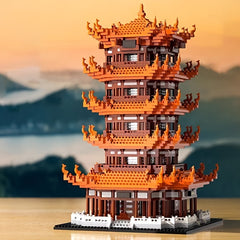 Yellow Crane Tower Building Blocks Set - 2100pcs