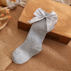 6 Pairs Girls Knee High Socks Bowknot Sweet Socks for Christmas Birthday Party
