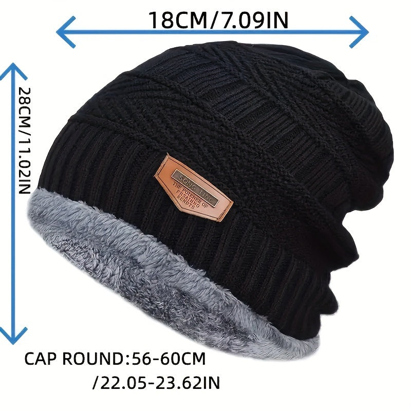 Winter Warm Beanie Hat & Scarf Set Thickened Knitted Hat For Men And Women