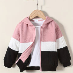 Colorblock Zipper Hooded Jacket Long Sleeve Sweatshirt