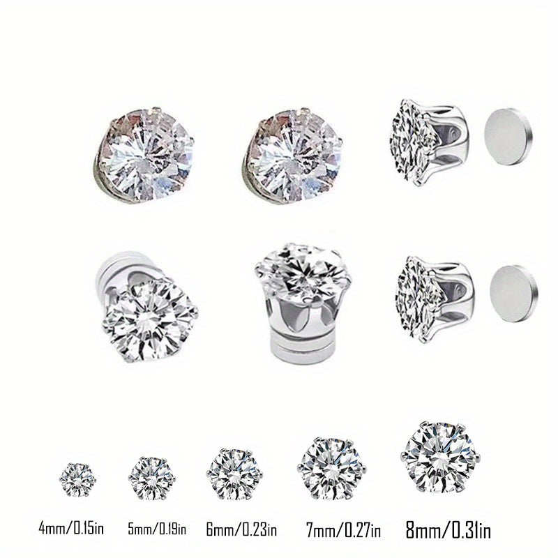 Kids Magnetic Earrings Rhinestone Stud Ear Clip Faux Diamond Jewelry