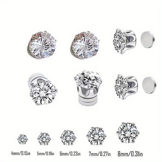Kids Magnetic Earrings Rhinestone Stud Ear Clip Faux Diamond Jewelry