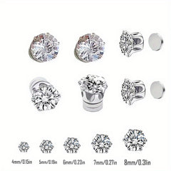Kids Magnetic Earrings Rhinestone Stud Ear Clip Faux Diamond Jewelry