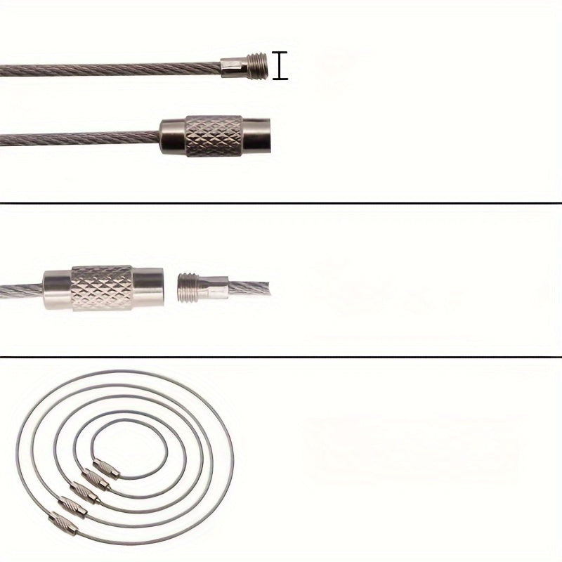 20pcs Stainless Steel Wire Keychain for Camping and Luggage