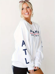 Sports Hoodie Women's Plus Letter Print Long Sleeve