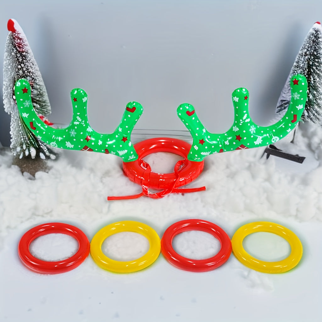 Christmas Inflatable Antler Collar with 4 Rings Party Throwing Toys