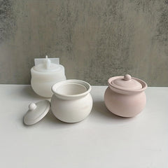 DIY Storage Jar & Lid Silicone Mold for Resin Candle Holder Making