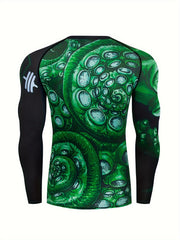 Men's Octopus Pattern Compression Shirt & Pants Set
