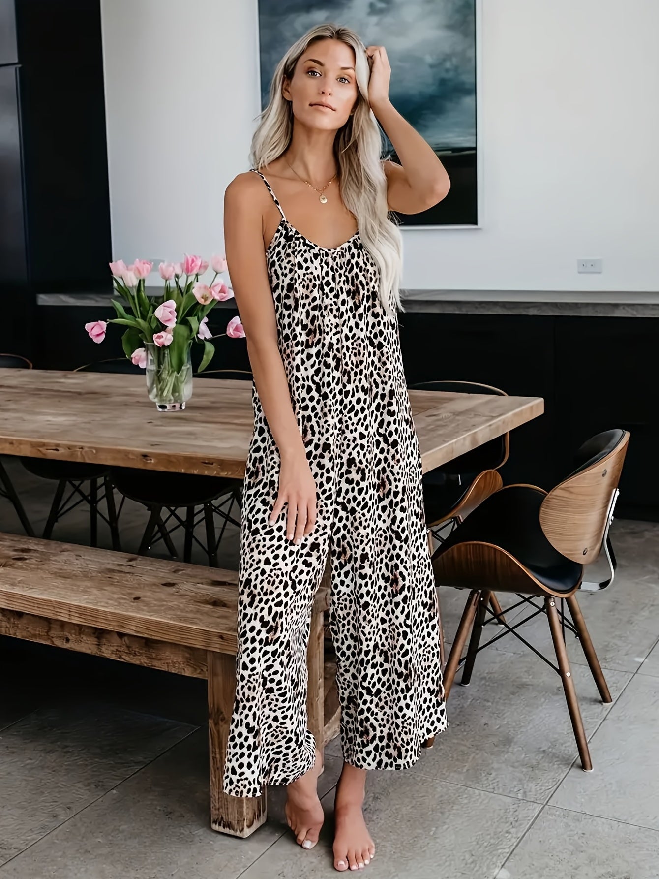 Tie Dye Wide Leg Cami Jumpsuit Boho Sleeveless Jumpsuit