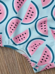Watermelon Graphic Bow One Piece Swimsuit for Toddler Girls
