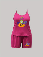 Witch Hat Pumpkin Print Cami & Shorts Pajama Set