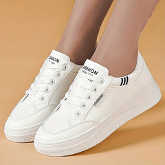 Women's Lace Up Solid Sneakers Round Toe Non slip Casual Outdoor Shoes
