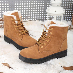 Women's Winter Snow Boots Non Slip Lace Up Thermal Mid Calf Boots