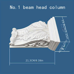 European PU Beam Joist Column Head Gate Flower Decor Carved Trunk Plaster Line