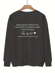 Letter Print Pullover Sweatshirt Casual Loose Drop Shoulder Sweatshirt