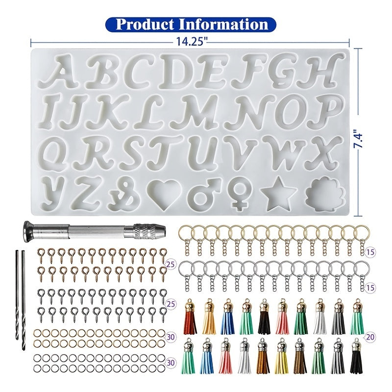 Crystal Resin Drop Glue Letter English Word Silicone Mold Pendant Keychain