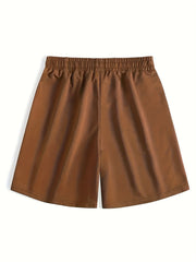 Men's Casual Solid Elastic Waist Drawstring Shorts for Summer