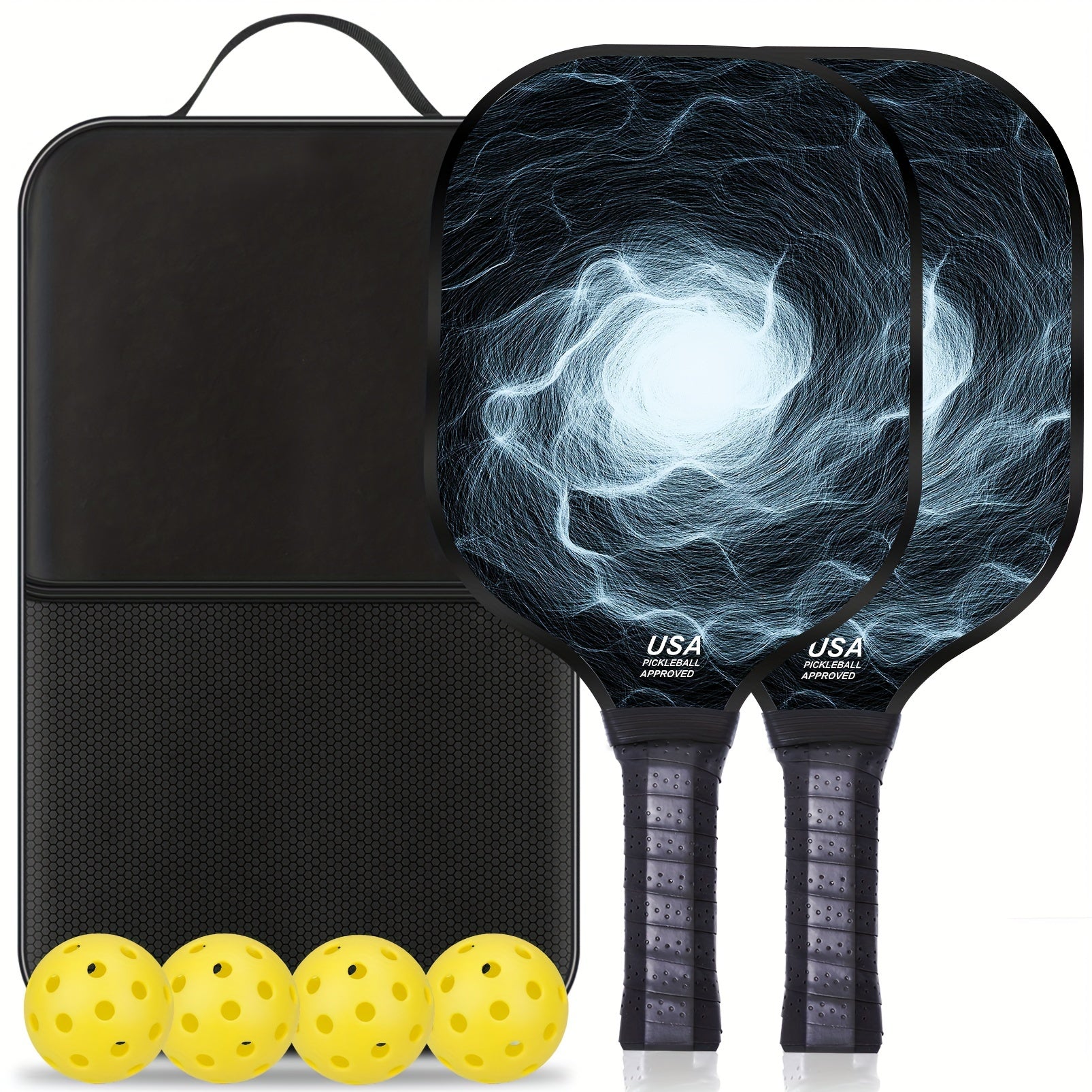 2pcs USAPA Approved Fiberglass Pickle Ball Paddle Set With 4 Balls