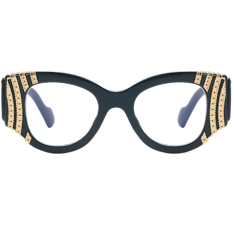 Rhinestone Cat Eye Metal Eyeglasses Clear Lenses Non prescription Retro Eyewear