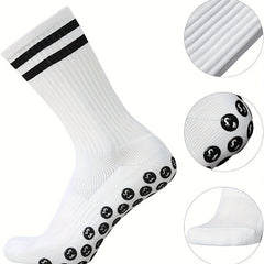 1pair Striped Football Socks Non-slip Soccer Socks Grip Socks
