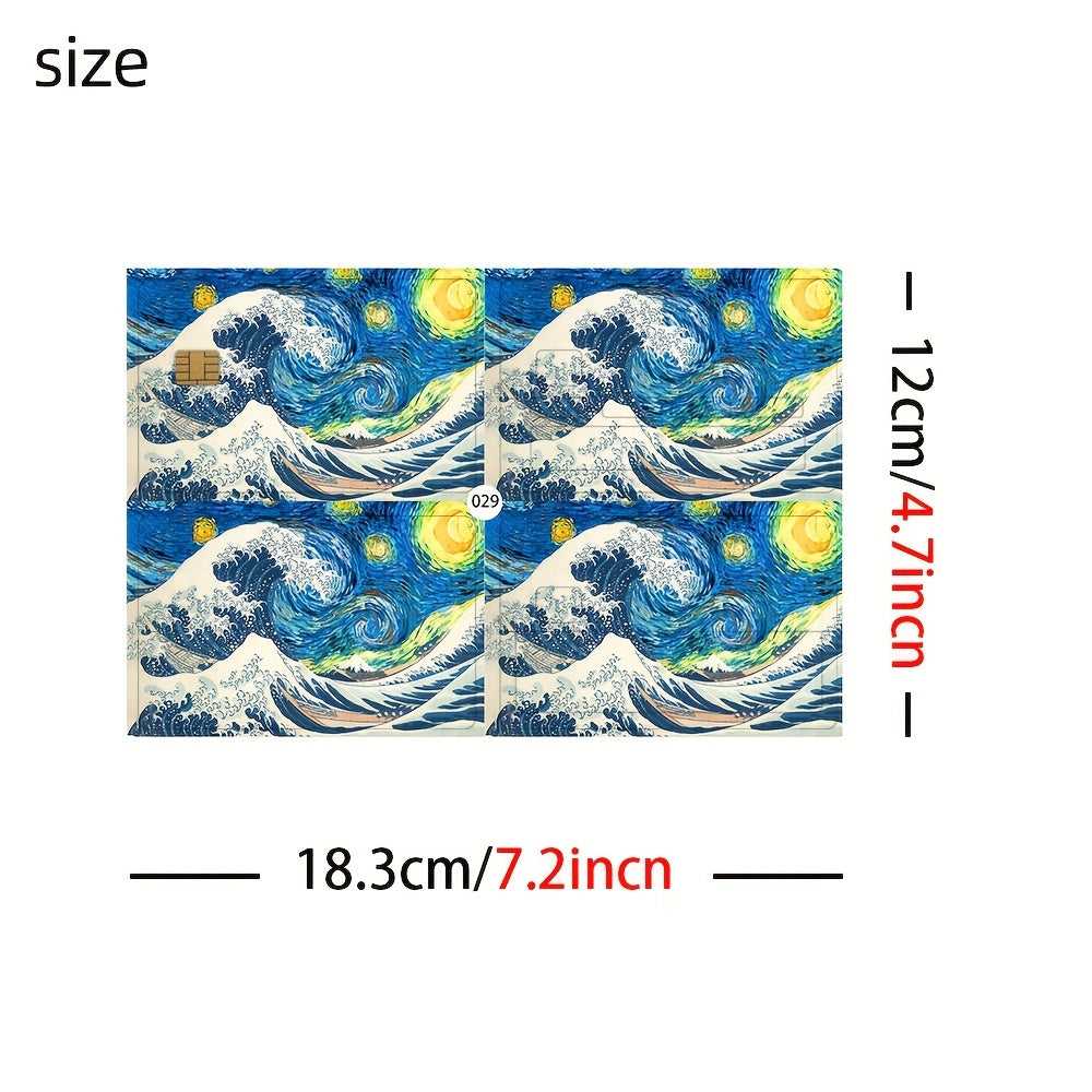 4pcs Credit Card Stickers Scratch Resistant Wave Card Protective Cover