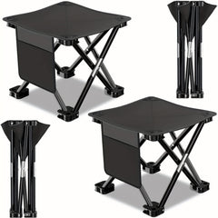 Portable Camping Stool with Side Pockets, Lightweight and Sturdy Folding Stool