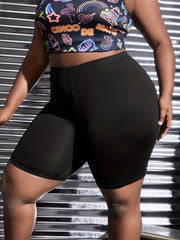 High Rise Skinny Biker Shorts With Pockets