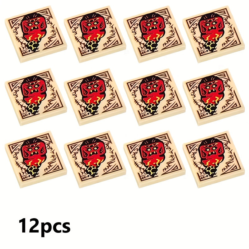 12 Styles Printed Blocks Toy Accessory 2x2 Flat Compatible with 3068 Seal Demon