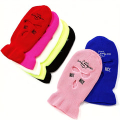 Embroidered Ski Mask Beanie Hip Hop Balaclava Y2K Full Face Cover