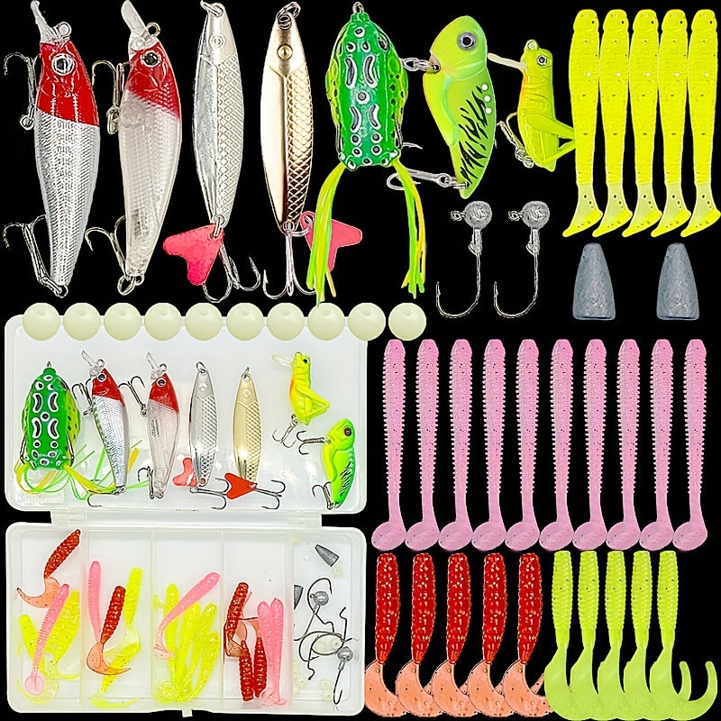 Freshwater Fishing Lures Kit for Bass Trout Crappie Salmon 72pcs