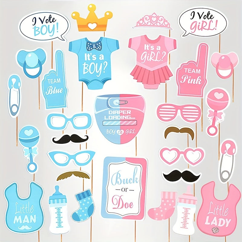 30 Pink Baby Shower Photo Props Party Decorations