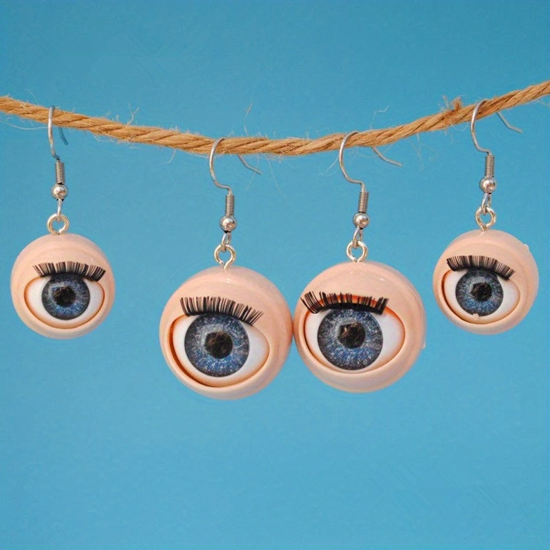 Pair of Terrifying Baby Eye Earrings with Blinking Movements