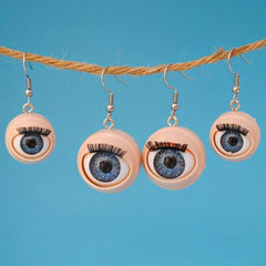 Pair of Terrifying Baby Eye Earrings with Blinking Movements