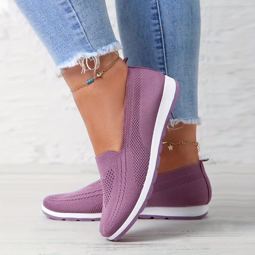 Women's Heart Pattern Knit Slip On Shoes