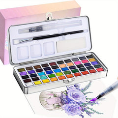 Watercolor Paint Set 100 Pigments with Palette & Brush