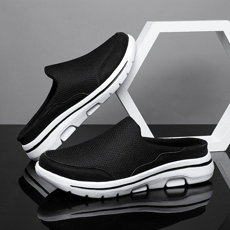 Men's Breathable Mesh Mules Lightweight Non-slip Shoes Dark Grey