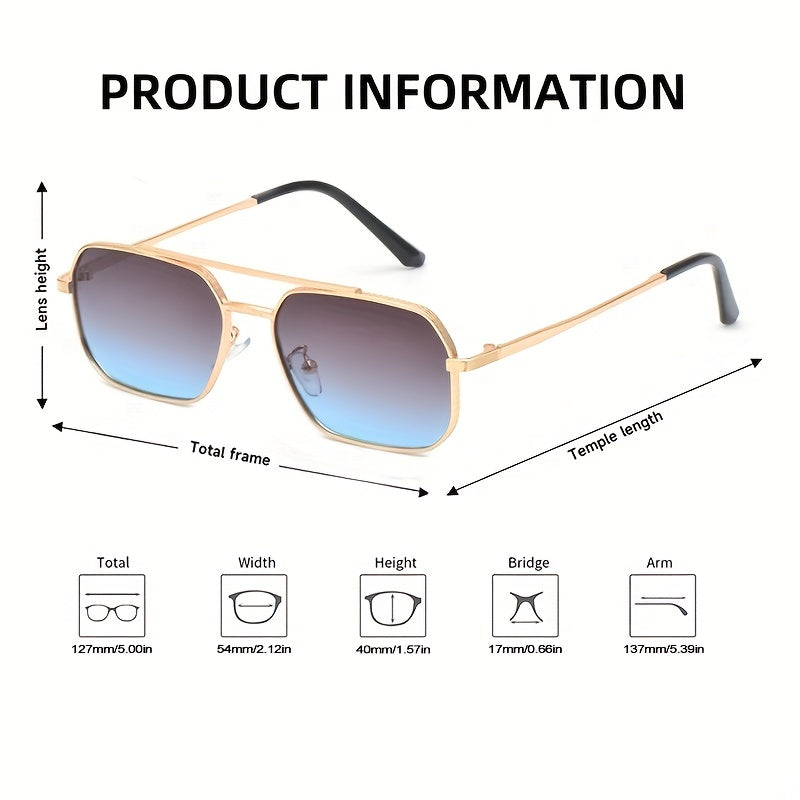 Double Beam Square Frame Men's UV Sunglasses