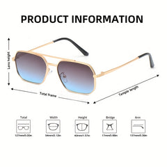 Double Beam Square Frame Men's UV Sunglasses
