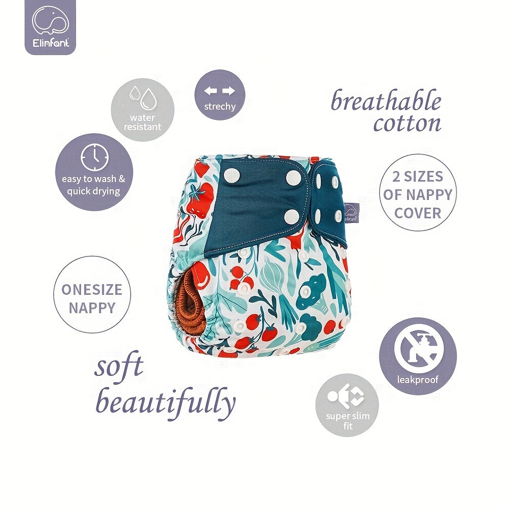 Elinfant 4pcs Washable Baby Nappies Gray Cloth Diapers