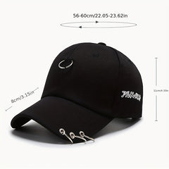 Unisex Baseball Cap Iron Ring Snapback Adjustable Hat