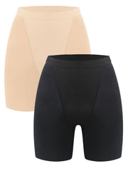 2 Pack Plus Size Sporty Panties Set Women's Plus Solid Tummy Control