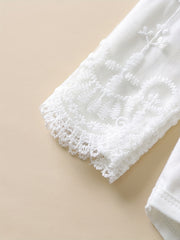 Stylish Lace Neck Baby Romper & Suspender Skirt Set