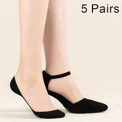 5 Pairs Invisible Cotton Socks Lightweight & Breathable Silicone Non slip Socks