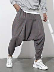 Striped Harem Pants Loose Fit Casual Baggy Trousers