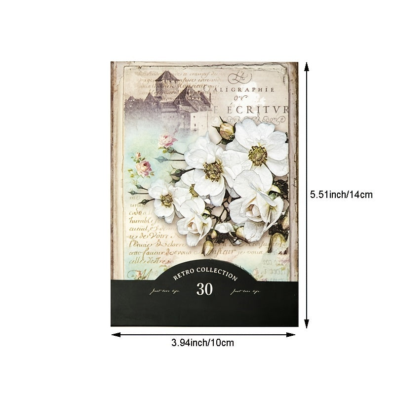 30pcs Vintage Flower Character Scrapbook Paper Set