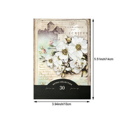 30pcs Vintage Flower Character Scrapbook Paper Set