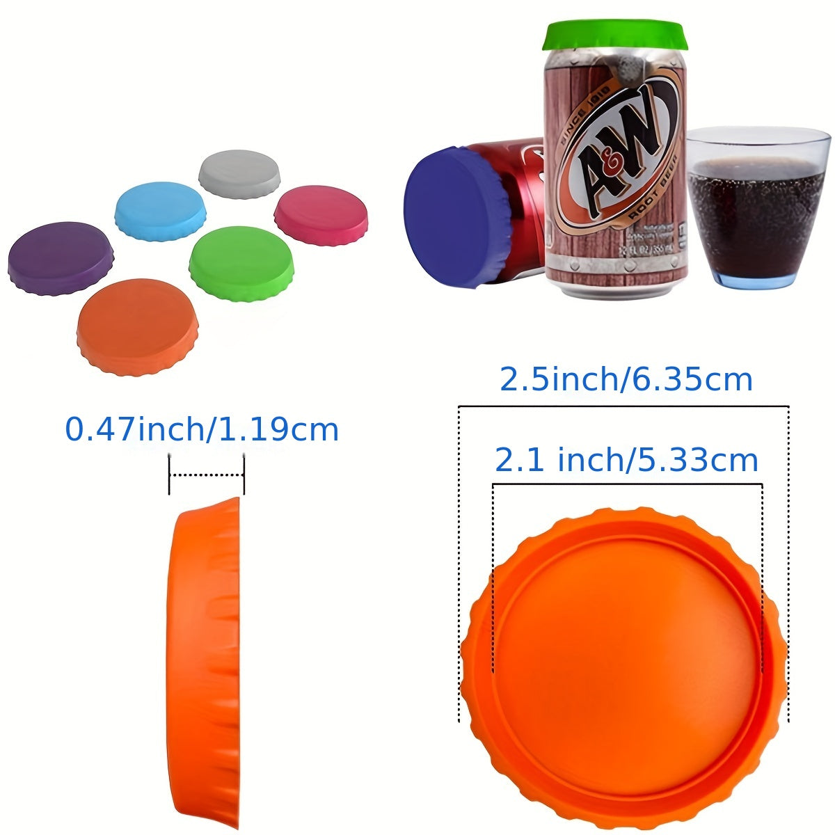 2pcs Leakproof Silicone Can Cap for Beer Glass Bottle Soda Jar