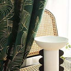 Velvet Green American Printed Blackout Curtains